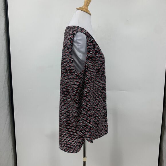 Pleione Blouse Womens M Medium Sheer Panel V Neck Lightweight Micro Pattern Tank - Picture 4 of 11